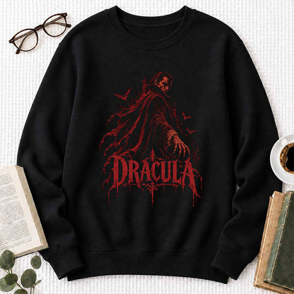 Dracula Vampire Gothic Crewneck Sweatshirt | Halloween Book Lover Gift Black