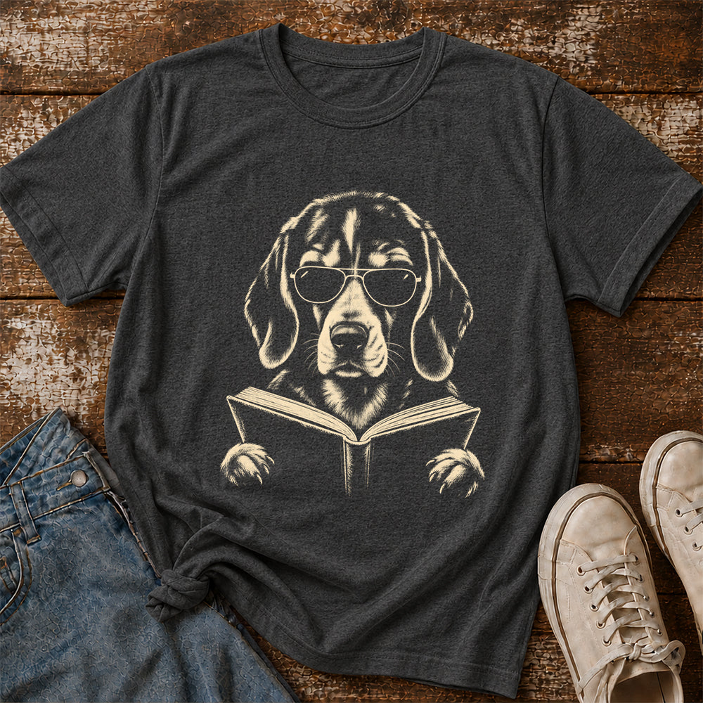 Beagle Reading Book Softstyle T-Shirt | Book Lover Gift Dark Heather