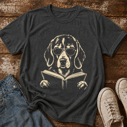 Beagle Reading Book Softstyle T-Shirt | Book Lover Gift Dark Heather