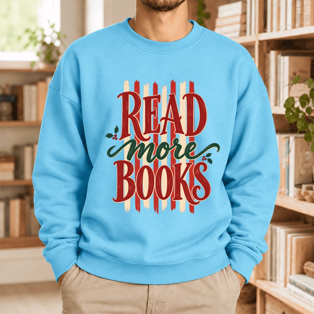 Read More Book Christmas Softstyle Sweatshirt | Christmas Book Lover Gift Sky