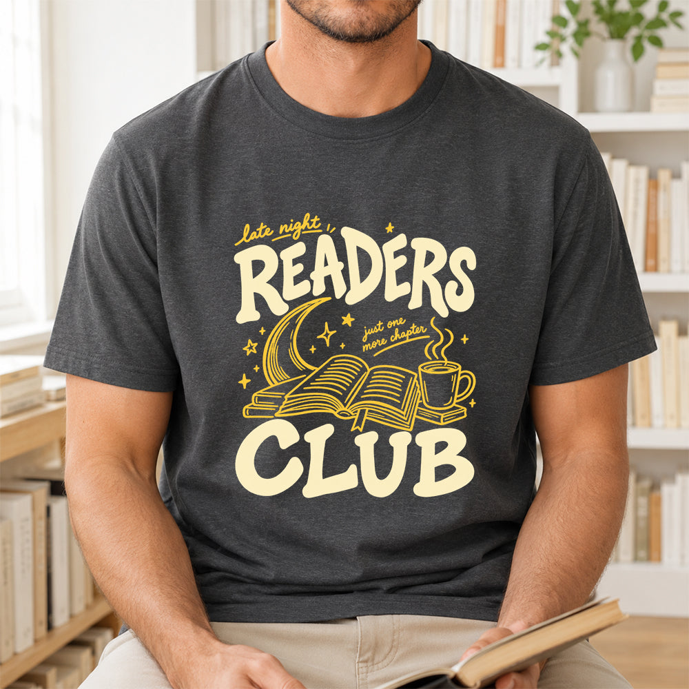 Late Night Readers Club Softstyle T-Shirt | Book Lover Gift Dark Heather