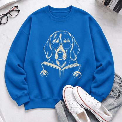 Beagle Reading Book Softstyle Sweatshirt | Dog Mom Reader Gift Royal