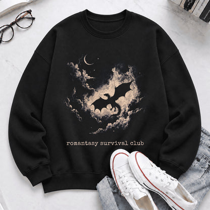 Dark Fantasy Dragon Clouds Crewneck Sweatshirt | Reader Gift Black