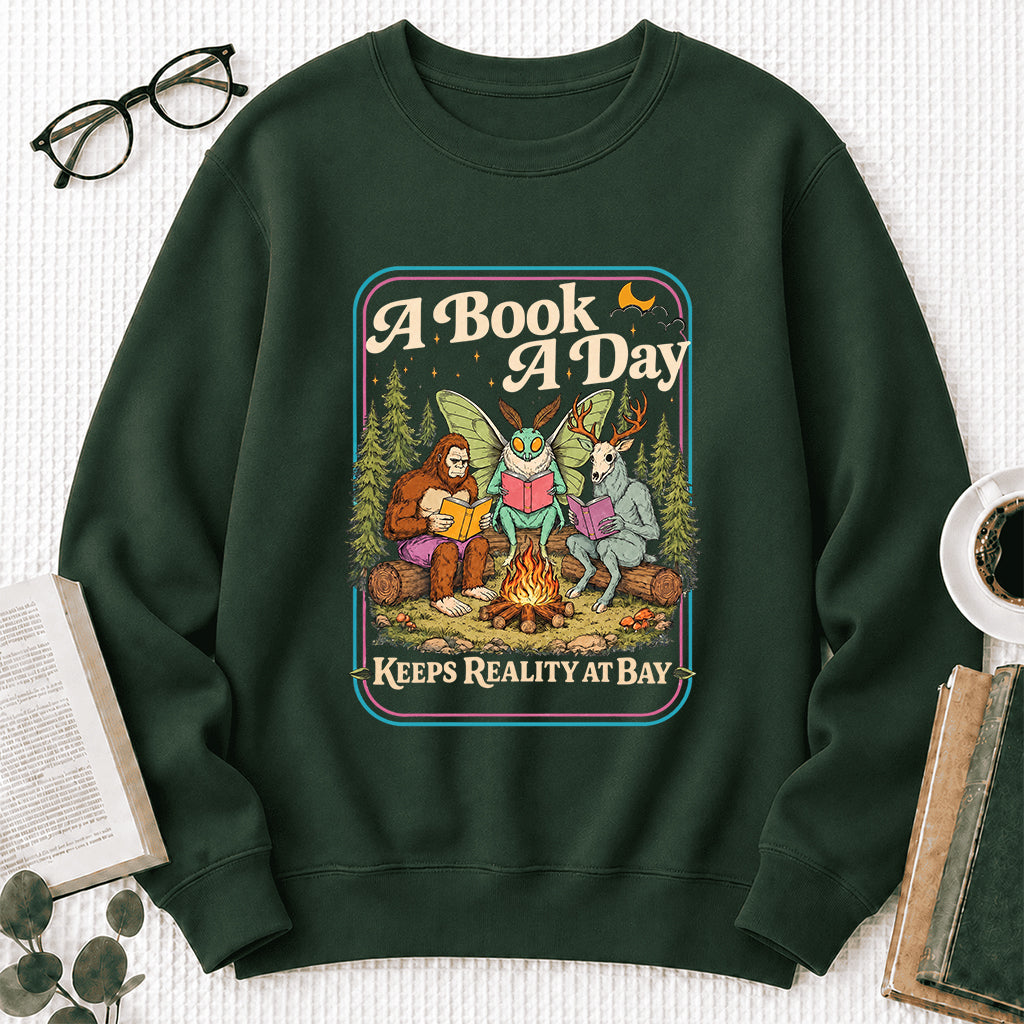 Cryptid Book Club Crewneck Sweatshirt | Reader Gift Forest Green