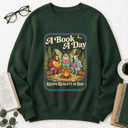 Cryptid Book Club Crewneck Sweatshirt | Reader Gift Forest Green
