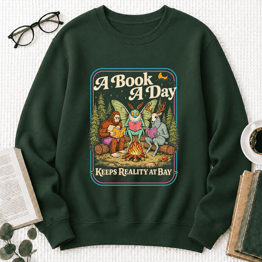 Cryptid Book Club Crewneck Sweatshirt | Reader Gift Forest Green