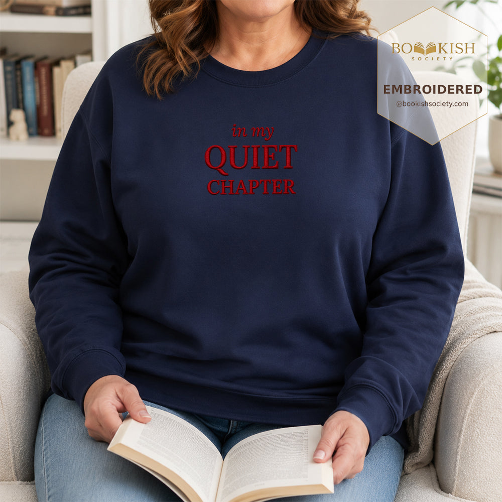 In My Quiet Chapter Embroidered Sweatshirt | Reader Gift Navy
