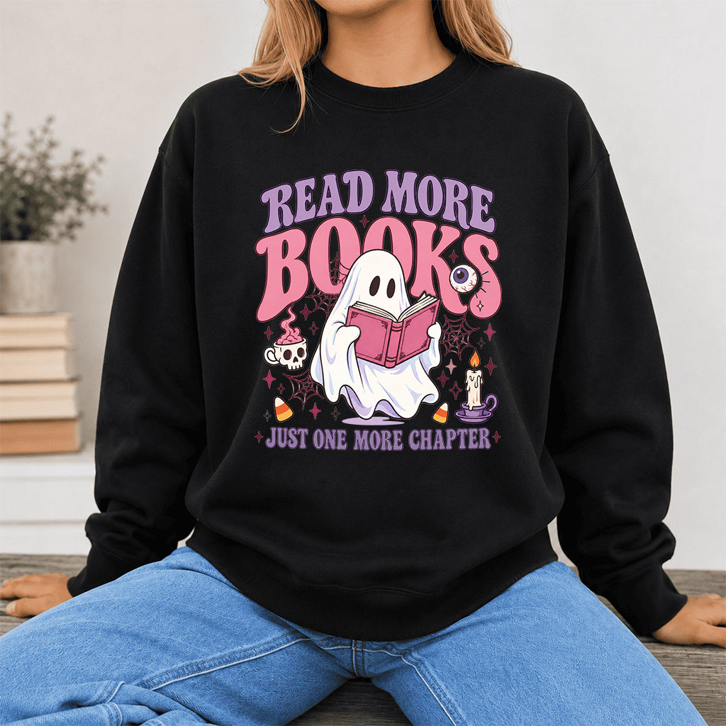 Read More Books Printed Sweatshirt | Halloween Book Lover Gift Black