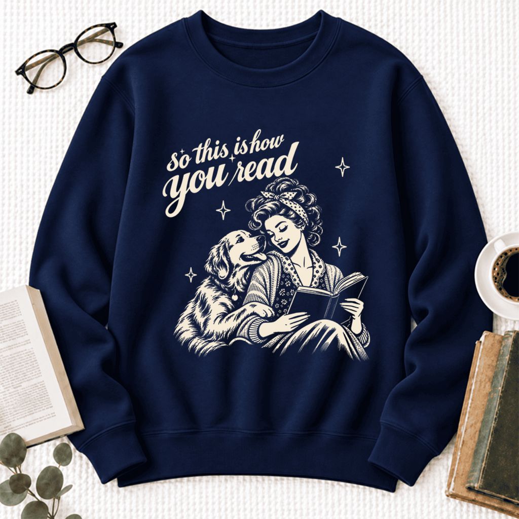 How You Read Golden Retriever Softstyle Sweatshirt | Dog Mom Reader Gift Navy