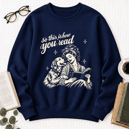 How You Read Golden Retriever Softstyle Sweatshirt | Dog Mom Reader Gift Navy