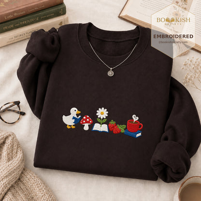 Duck Mushroom Embroidered Sweatshirt | Reader Gift Dark Chocolate