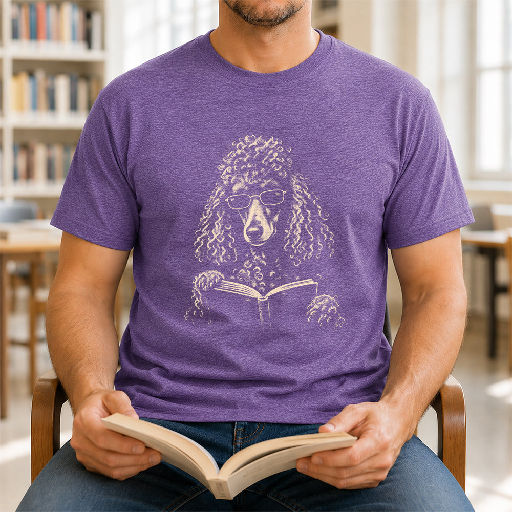Poodle Reading Book Softstyle T-Shirt | Book Lover Gift Heather Purple