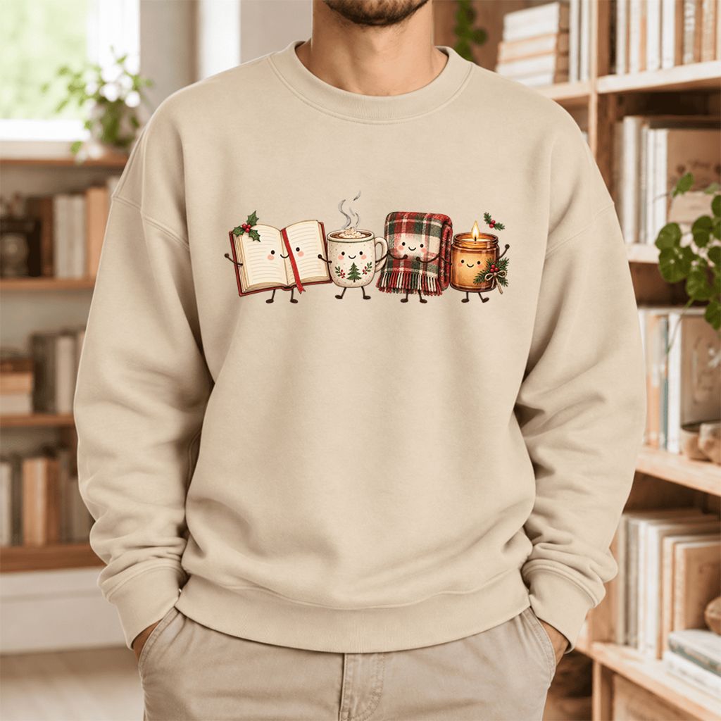 Christmas Cozy Club Softstyle Sweatshirt | Christmas Reader Gift Sand