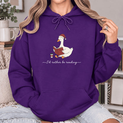 I'd Rather Be Reading Softstyle Hoodie | Christmas Book Lover Gift Purple