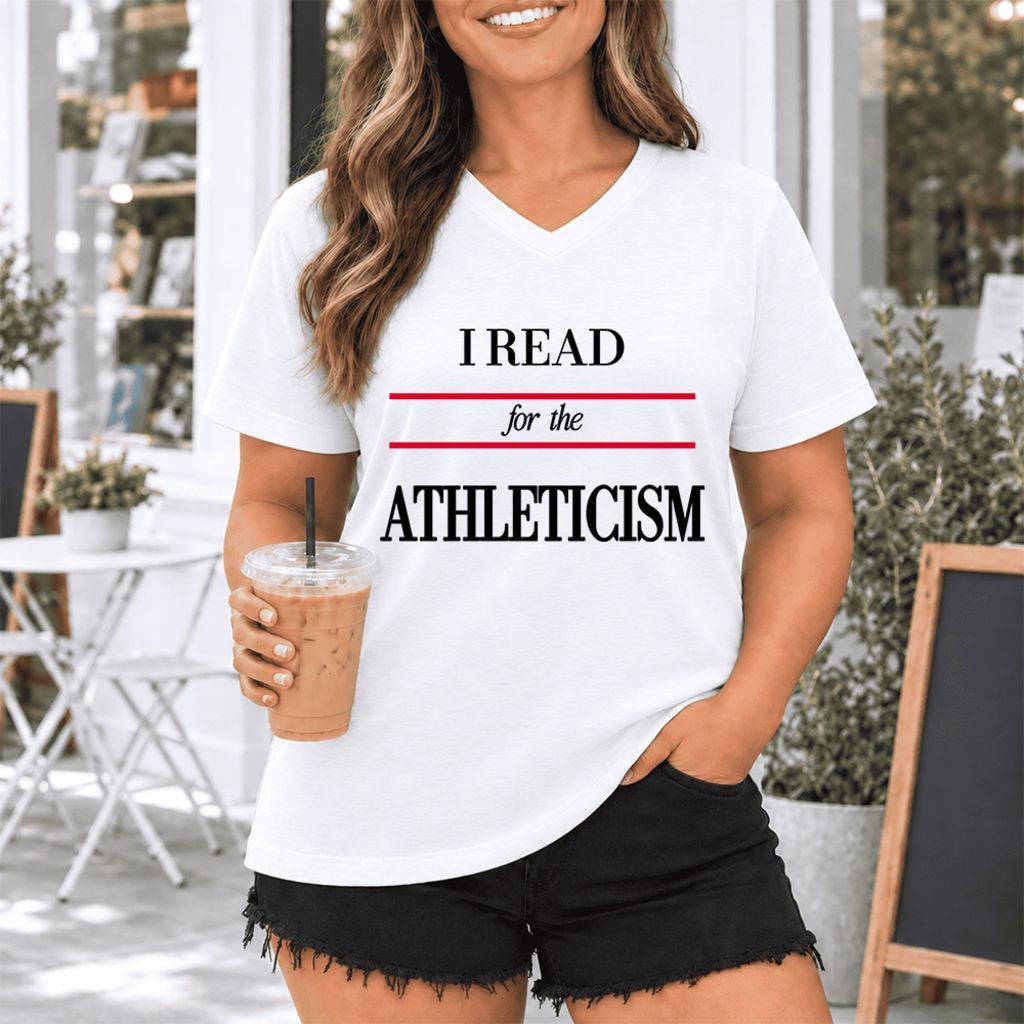 I Read For The Athleticism Ultra-Soft V-Neck | Reader Gift White