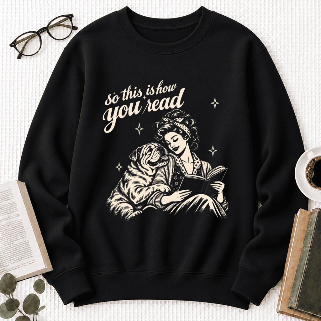 How You Read English Bulldog Softstyle Sweatshirt | Cozy Dog Mom Reader Gift Black