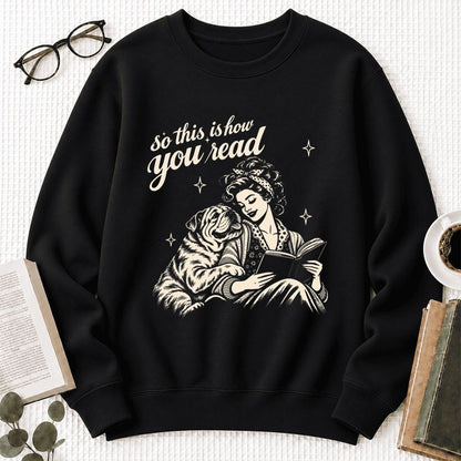 How You Read English Bulldog Softstyle Sweatshirt | Cozy Dog Mom Reader Gift Black