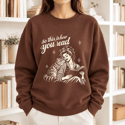How You Read Exotic Shorthair Softstyle Sweatshirt | Cozy Cat Lover Reader Gift Cocoa