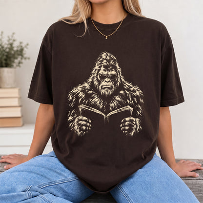Big Foot Reading Book Softstyle T-Shirt | Book Lover Gift Dark Chocolate