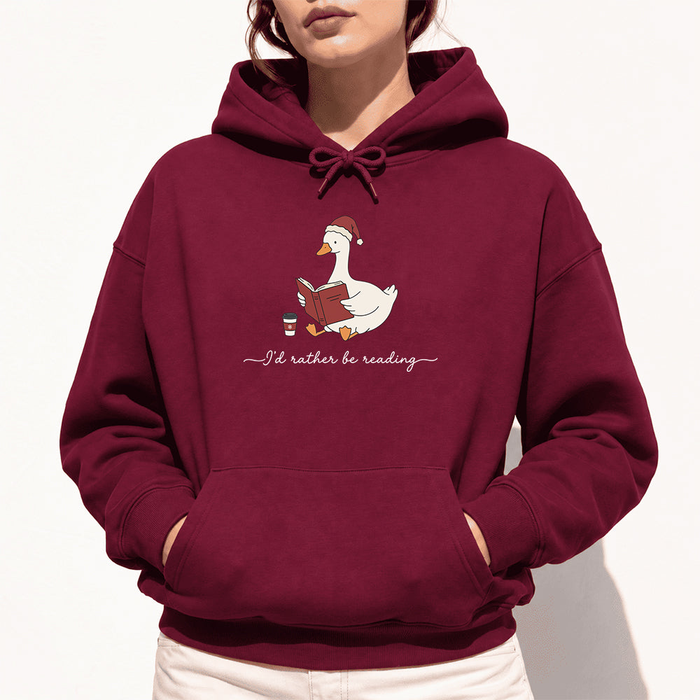 I'd Rather Be Reading Softstyle Hoodie | Christmas Book Lover Gift Maroon