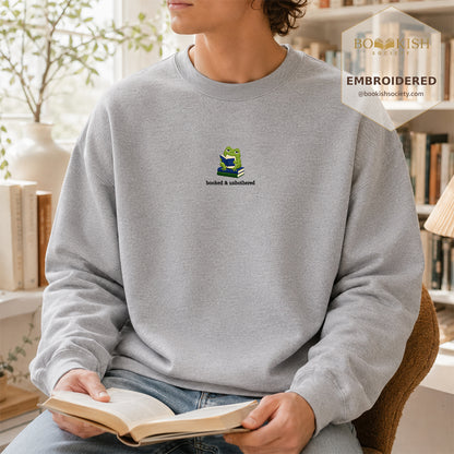 Booked and Unbothered Embroidered Sweatshirt | Reader Gift Sport Grey