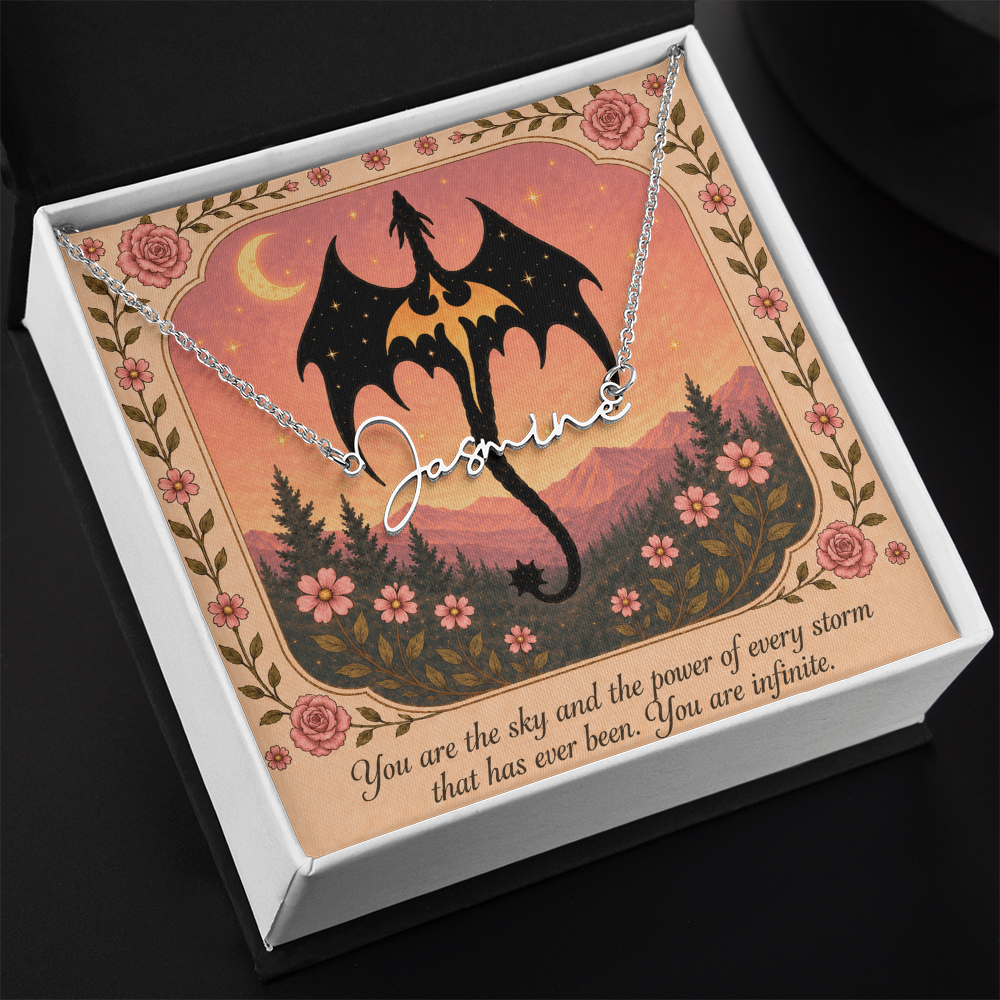 You Are The Sky Decorative Card And Custom Name Polished Stainless Steel Necklace With Box Book Lover Gift Font 2