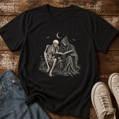 Halloween Reading Buddies Printed T-Shirt | Halloween Book Lover Gift Black