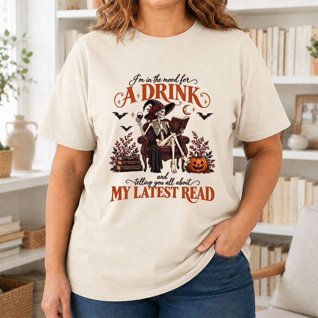 Telling You All About My Lastest Read Printed T-Shirt | Halloween Reader Gift Natural
