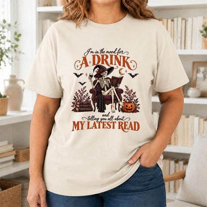 Telling You All About My Lastest Read Printed T-Shirt | Halloween Reader Gift Natural