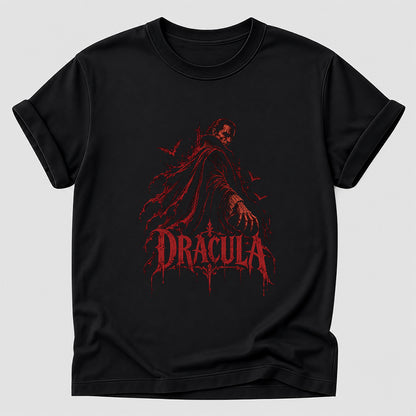 Dracula Printed T-Shirt | Halloween Horror Book Lover Gift Black