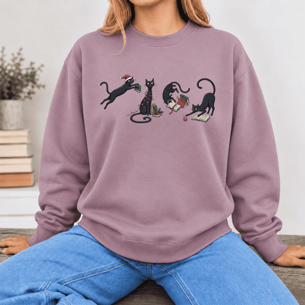 Christmas Reading Cats Softstyle Sweatshirt | Christmas Book Lover Gift Paragon