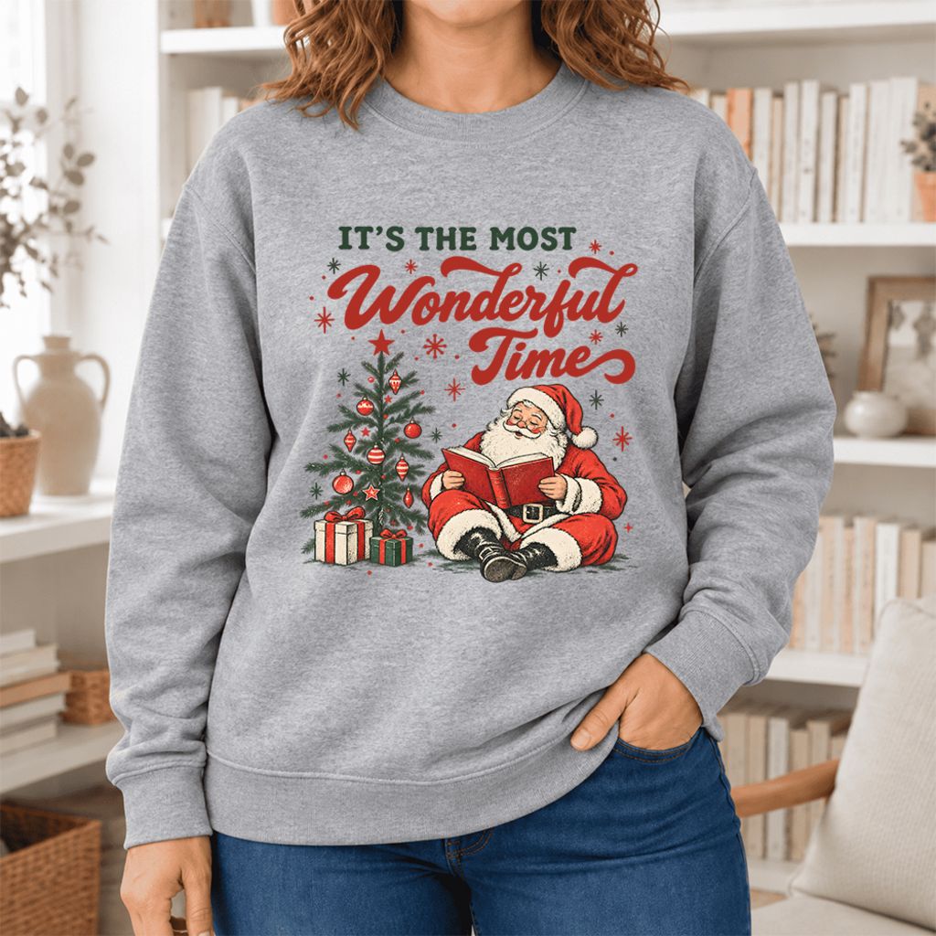 It’S The Most Wonderful Time Softstyle Sweatshirt | Christmas Book Lover Gift Sport Grey