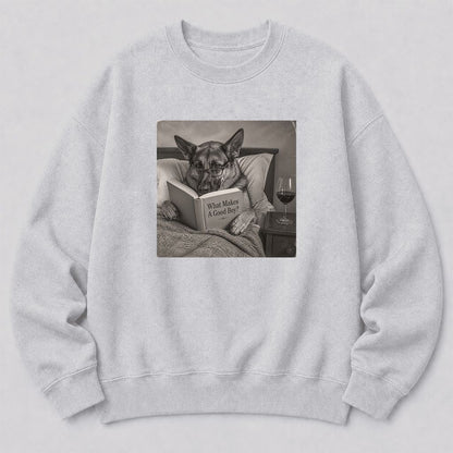 What Makes A Good Boy Crewneck Sweatshirt | Dog Lover Reader Gift Sport Grey