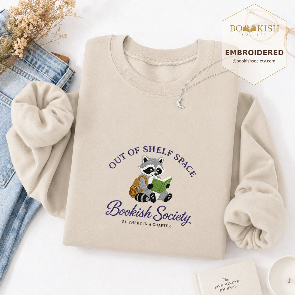 Funny Raccoon Embroidered Sweatshirt | Reader Gift Sand