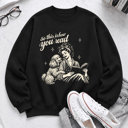 How You Read Poodle Softstyle Sweatshirt | Cozy Dog Mom Reader Gift Black