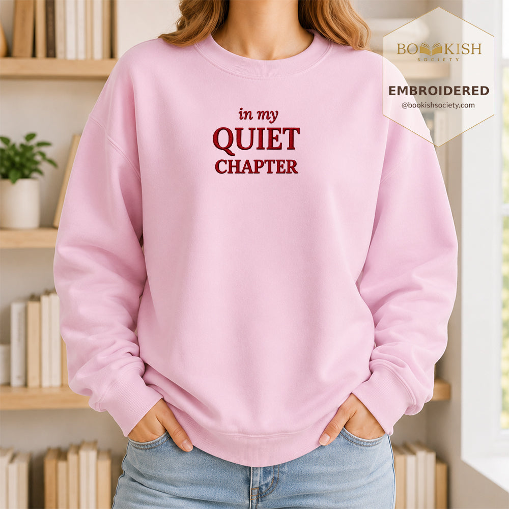 In My Quiet Chapter Embroidered Sweatshirt | Reader Gift Light Pink