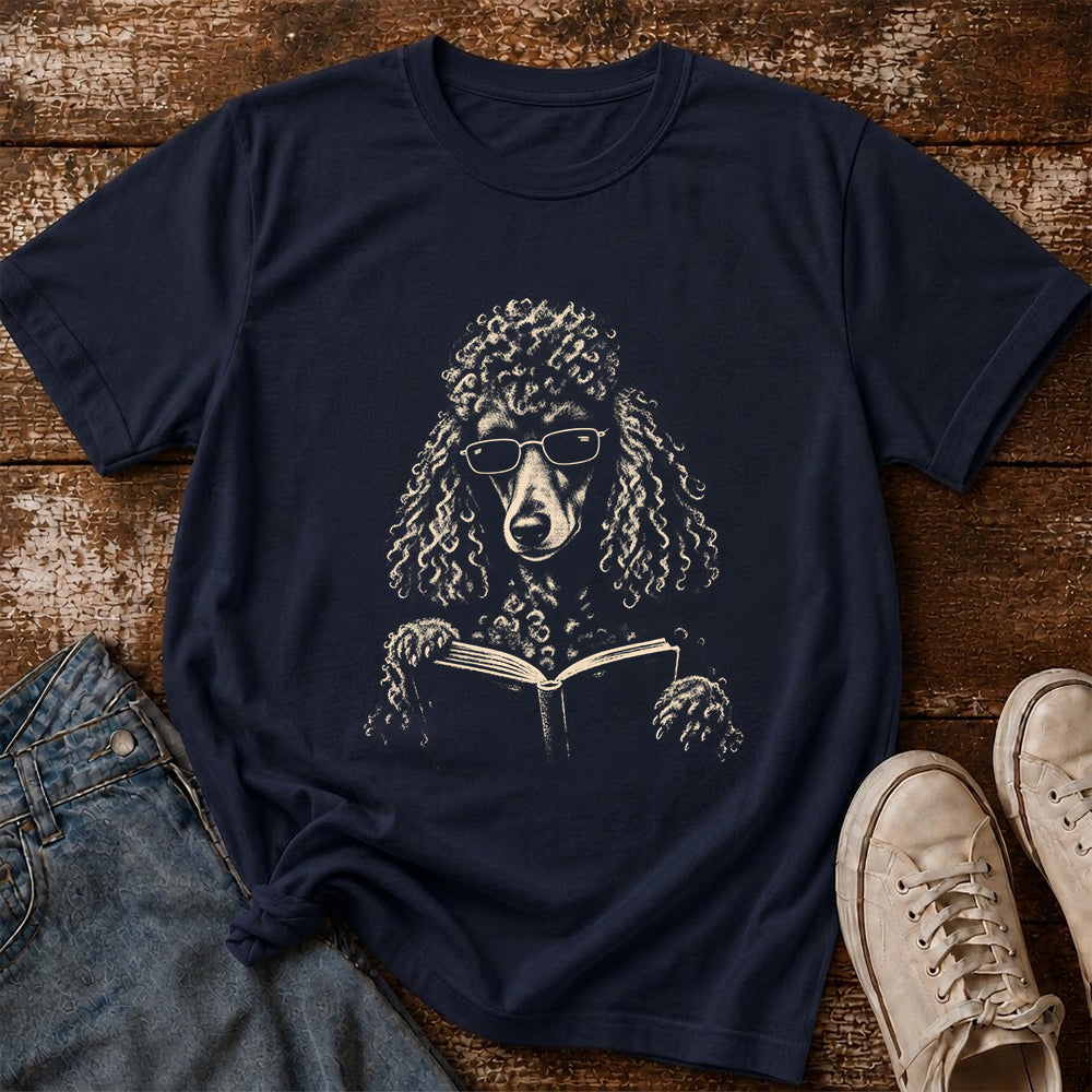 Poodle Reading Book Softstyle T-Shirt | Book Lover Gift Navy