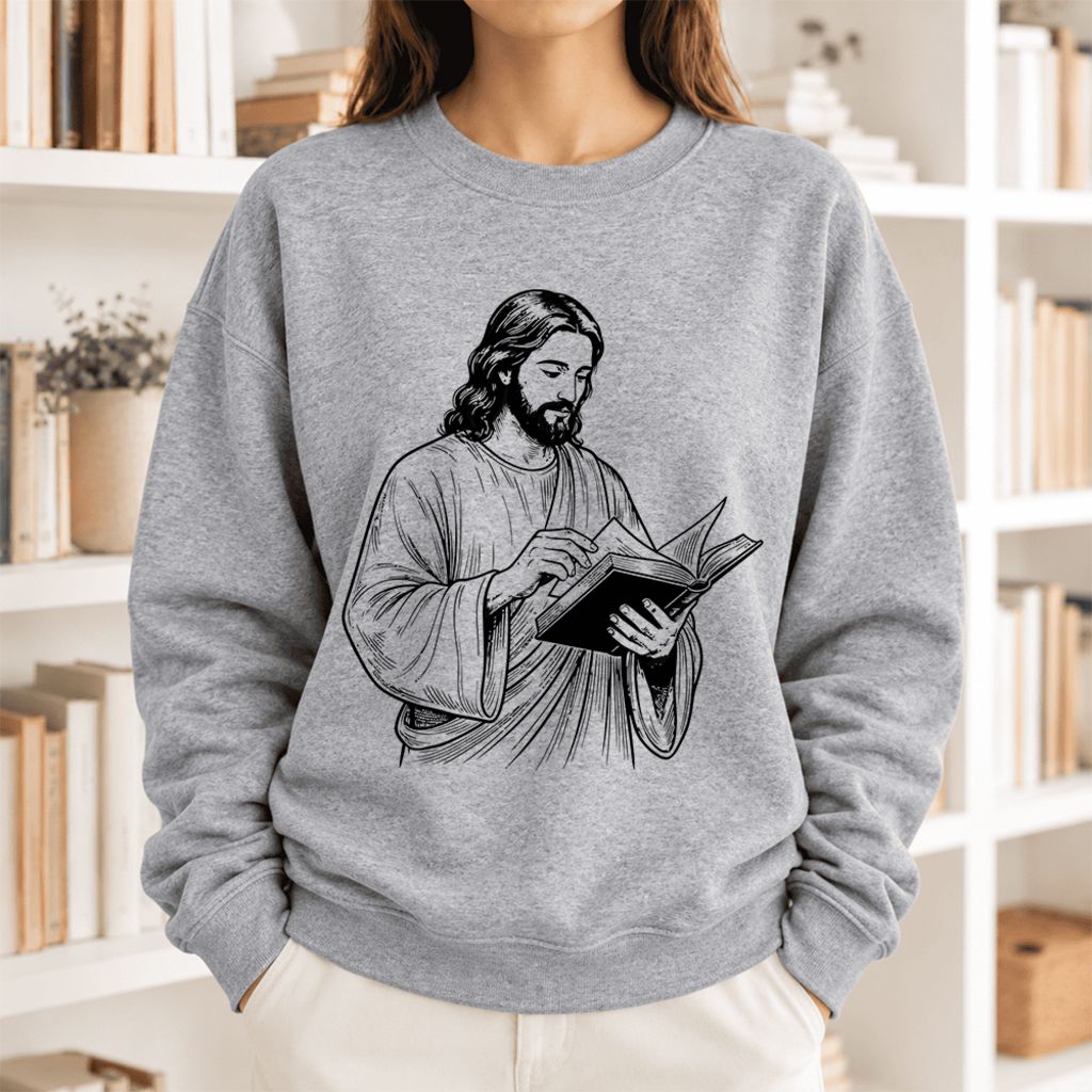 Reading Jesus Softstyle Sweatshirt | Inspiring Reader Gift Sport Grey