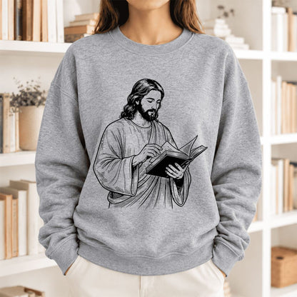 Reading Jesus Softstyle Sweatshirt | Inspiring Reader Gift Sport Grey
