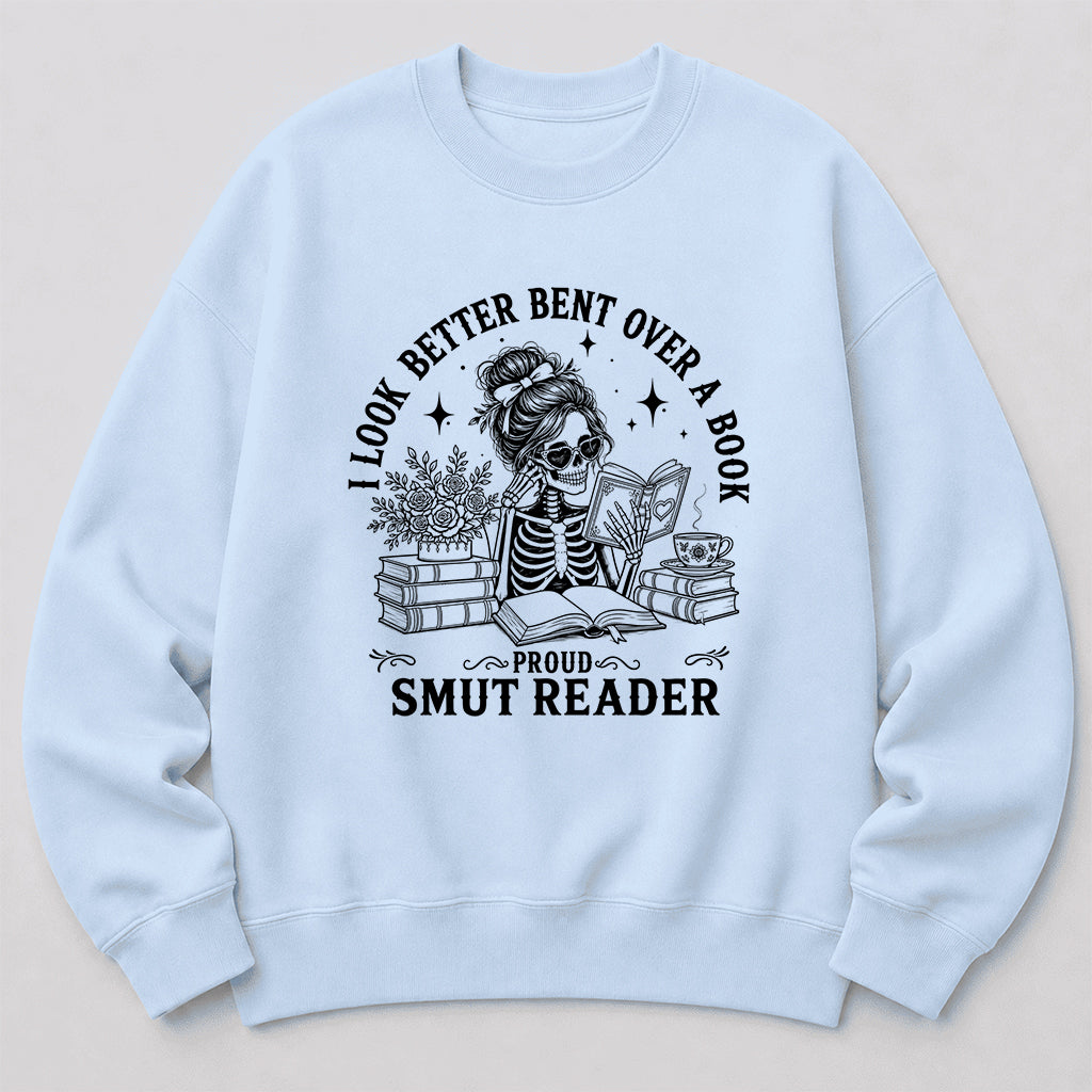 I Look Better Bend Over A Book Crewneck Sweatshirt | Reader Gift Light Blue