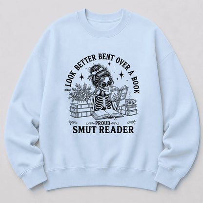 I Look Better Bend Over A Book Crewneck Sweatshirt | Reader Gift Light Blue