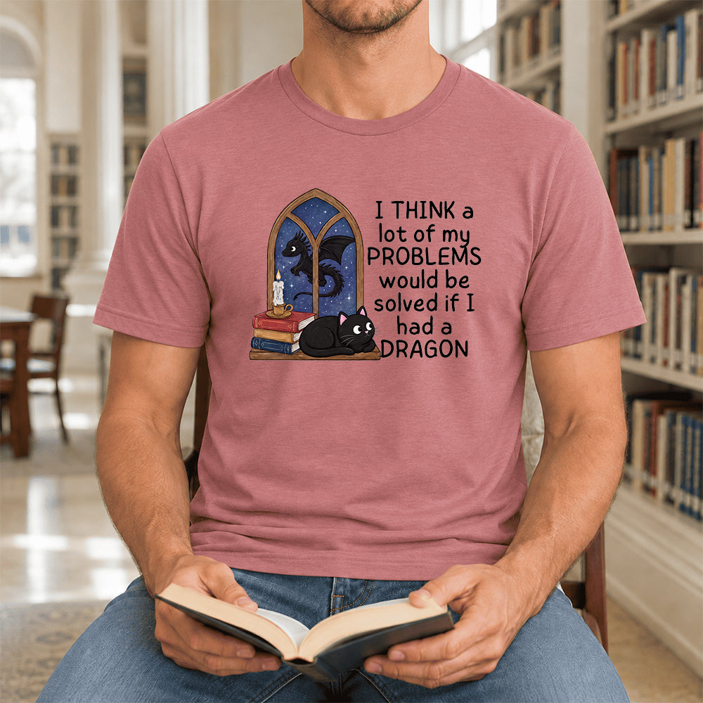 If I Could Have A Dragon Ultra-Soft Cotton T-Shirt | Fantasy Book Lover Gift Mauve