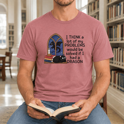 If I Could Have A Dragon Ultra-Soft Cotton T-Shirt | Fantasy Book Lover Gift Mauve