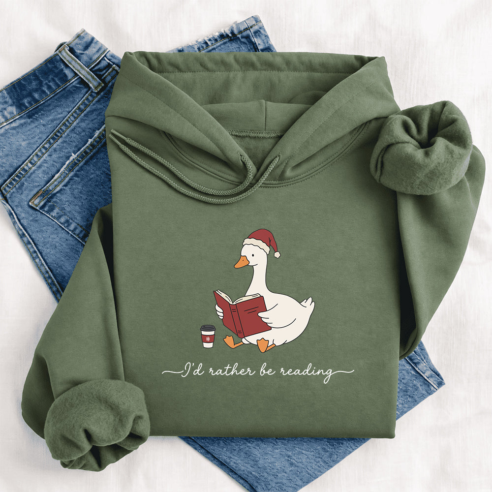 I'd Rather Be Reading Softstyle Hoodie | Christmas Book Lover Gift Military Green