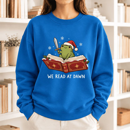 We Read At Dawn Frog Softstyle Sweatshirt | Christmas Book Lover Gift Royal