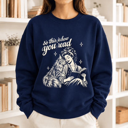 How You Read Maine Coon Softstyle Sweatshirt | Cozy Cat & Book Lover Gift Navy