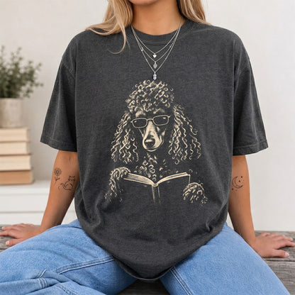 Poodle Reading Book Softstyle T-Shirt | Book Lover Gift Dark Heather