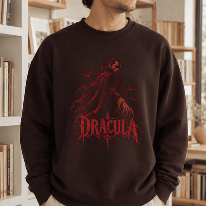 Dracula Vampire Gothic Crewneck Sweatshirt | Halloween Book Lover Gift Dark Chocolate