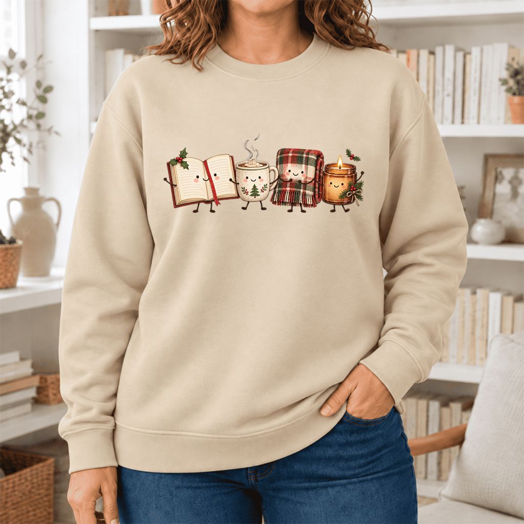 Christmas Cozy Club Softstyle Sweatshirt | Christmas Reader Gift Sand