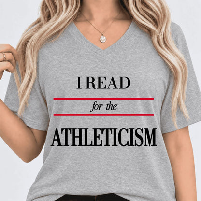 I Read For The Athleticism Ultra-Soft V-Neck | Reader Gift Athletic Heather